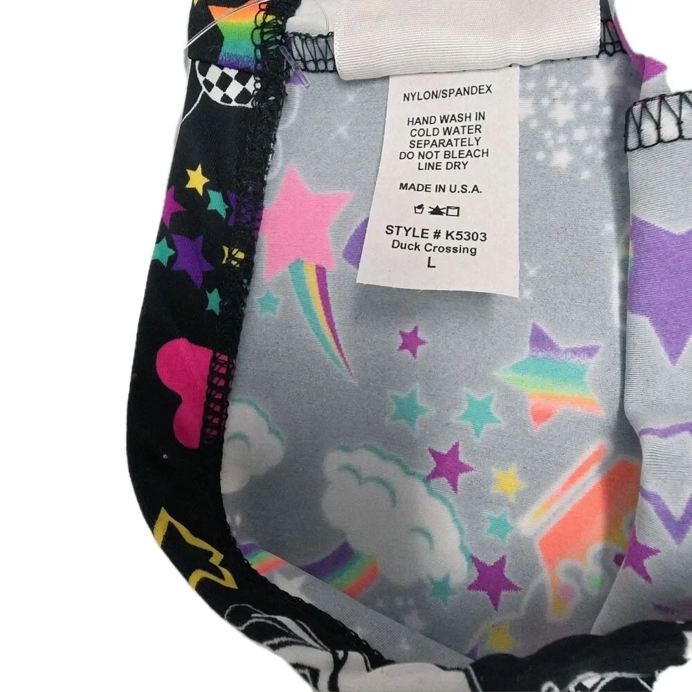 Duck Crossing VTG 90s Girls Neon Unicorn Party Dance Legging & Top Set Size L